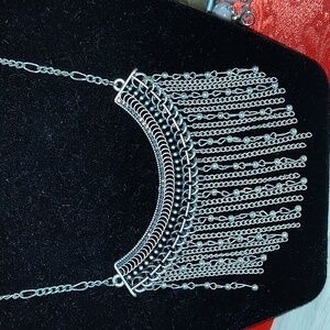 Silver Scoop Dramatic Statement Necklace
